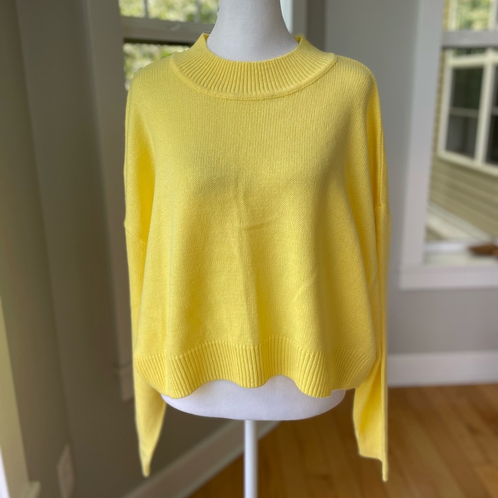 H&M Bright Yellow Cropped Crewneck Sweater